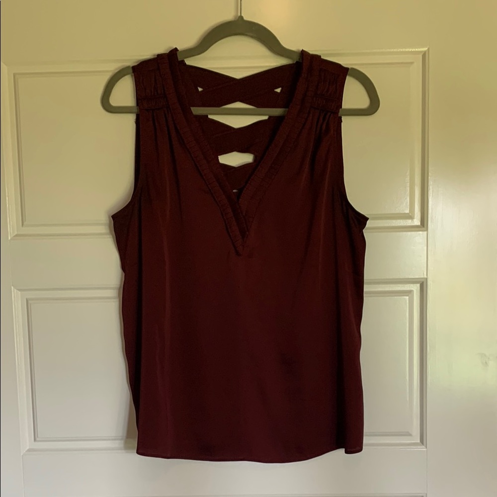 White House Black Market Red Sleeveless Cut Out Tank Top